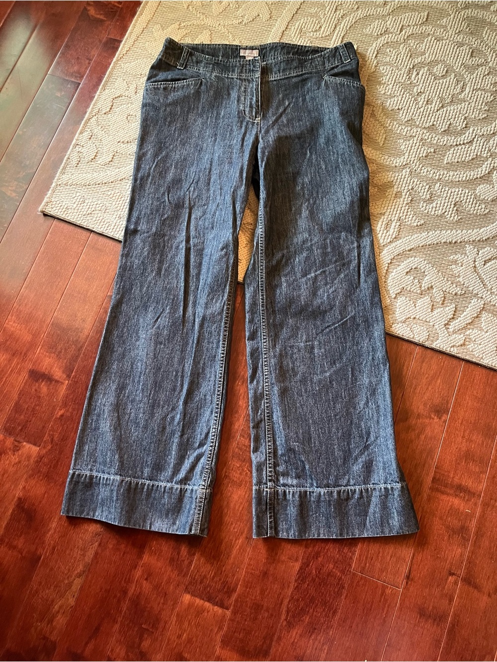 J JILL Relaxed Fit Women’s Wide-Leg Denim Jeans in Dark Blue